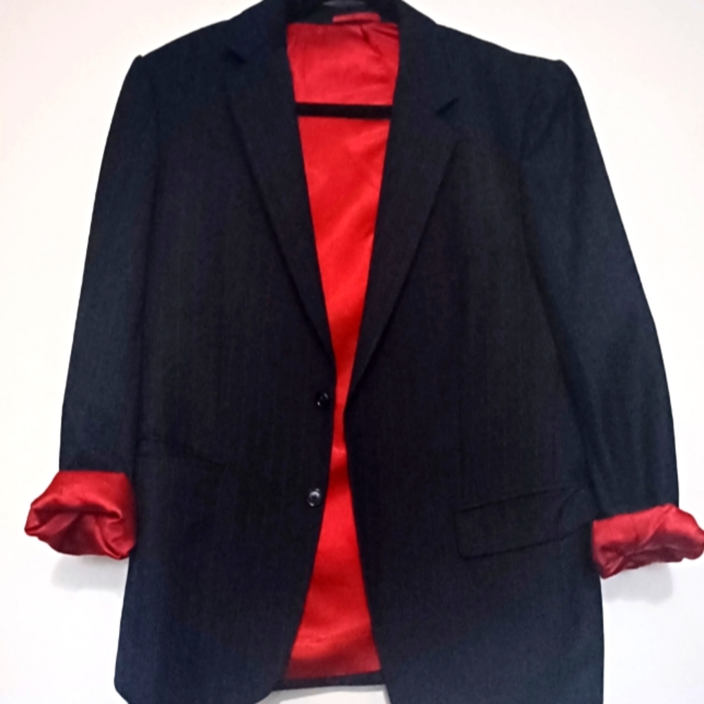 Red Satin Lined Suit Jacket